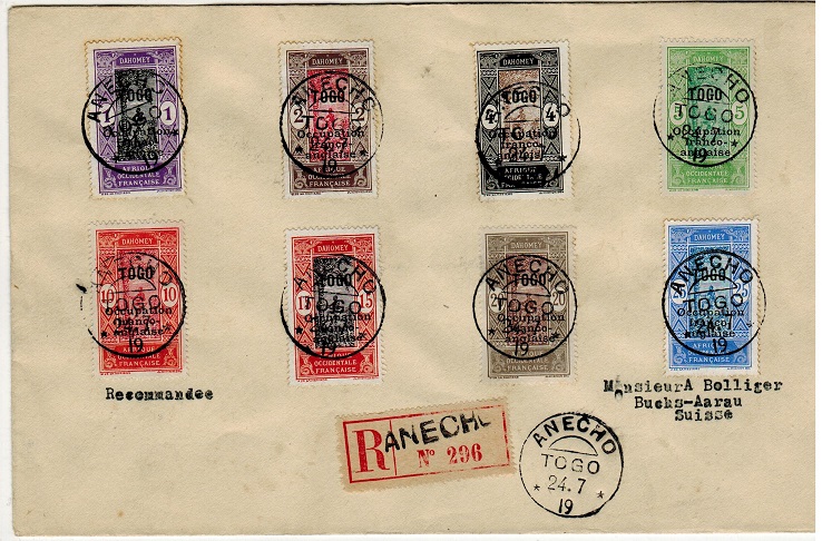 TOGO - 1919 multi franked cover to Switzerland bearing Dahomey overprint stamps.