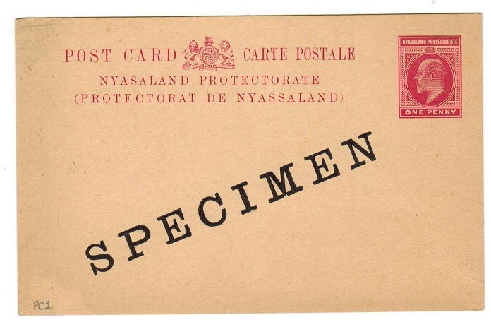 NYASALAND - 1903 1d carmine PSC SPECIMEN.  H&G 2.
