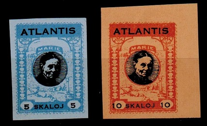 BAHAMAS - 1938 (circa) 5sk and 10sk ATLANTIS adhesives IMPERFORATE.