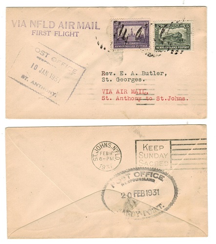 NEWFOUNDLAND - 1931 first flight cover.