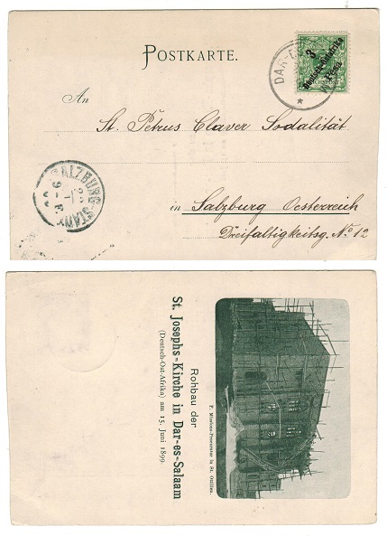 TANGANYIKA - 1899 3 pesa rate postcard use to Austria.