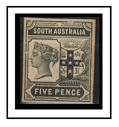 SOUTH AUSTRALIA - 1884 5d IMPERFORATE PLATE PROOF.