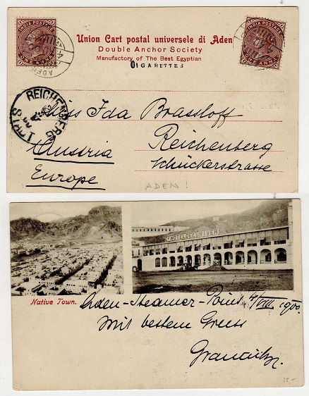 ADEN - 1900 2a rate postcard use to Austria.
