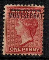MONTSERRAT - 1883 1d red fine mint showing INVERTED S variety. SG 6a.