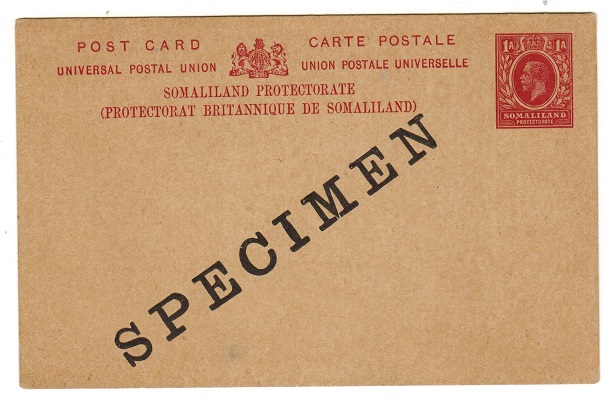 SOMALILAND - 1917 1a carmine PSC unused SPECIMEN. H&G 2.