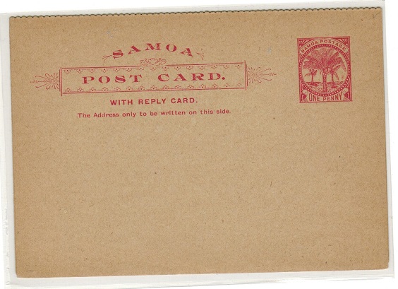 SAMOA - 1898 1d + 1d red PSRC unused.  