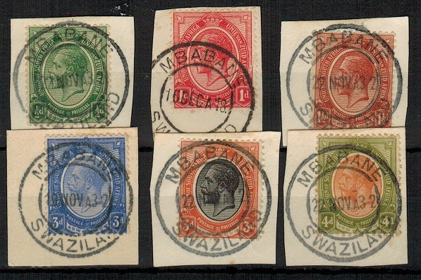 SWAZILAND - 1918-32 Range of South African adhesives all used at MBABANE.